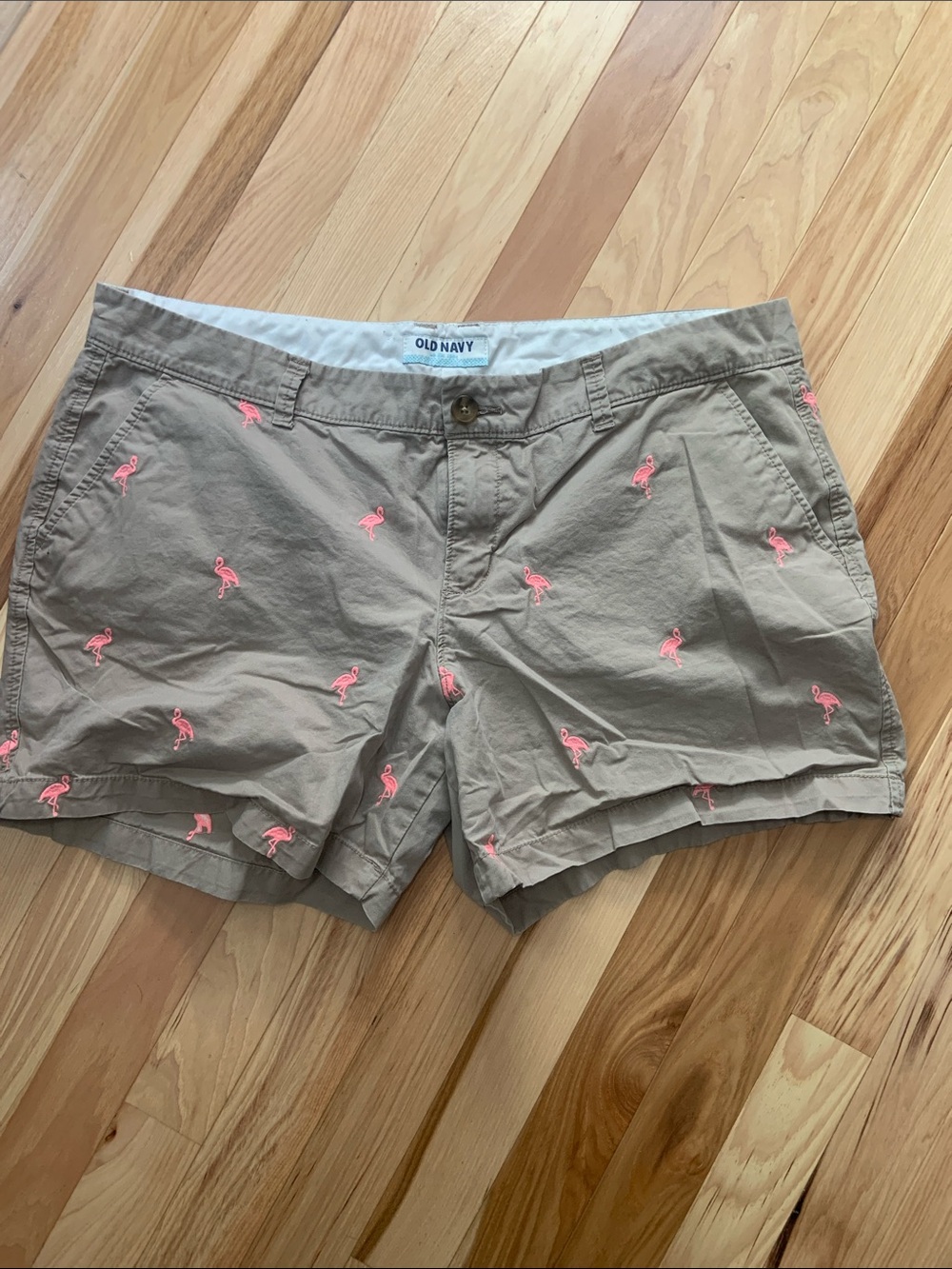 Old Navy Flamingo Shorts size 14.  Inseam is 4.5 inches.